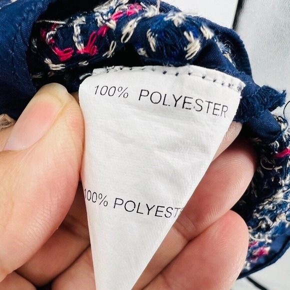 Ramy Brook Navy Blue Embroidered Smocked Waist Mini Dress size Small Flutter - Picture 7 of 10